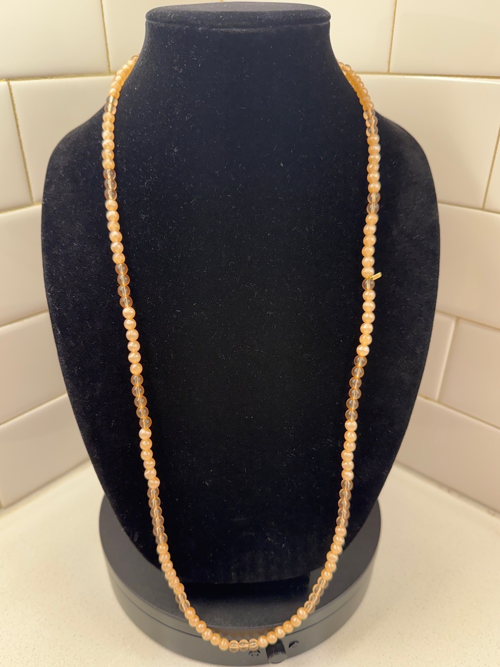 Peach Beaded Long Necklace - Women's Fashion Jewelry